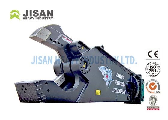 Corte y recuperación de chatarra con Teyun Tycs450rt Cortador hidráulico para excavadoras en sitios de demolición industrial