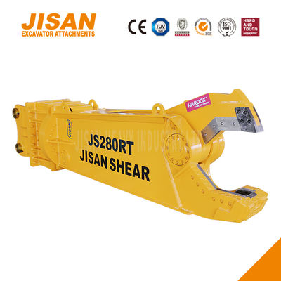 Las tijeras de metal de la excavadora giran a 360 grados y aumentan el tamaño del cilindro para obtener la máxima eficiencia