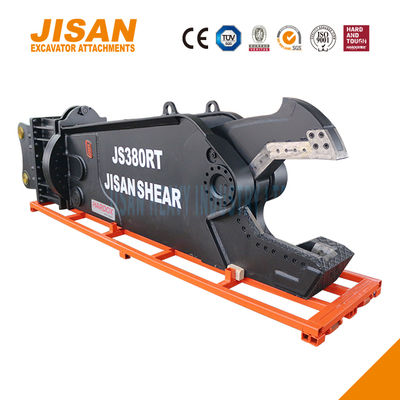 Las tijeras de metal de la excavadora giran a 360 grados y aumentan el tamaño del cilindro para obtener la máxima eficiencia