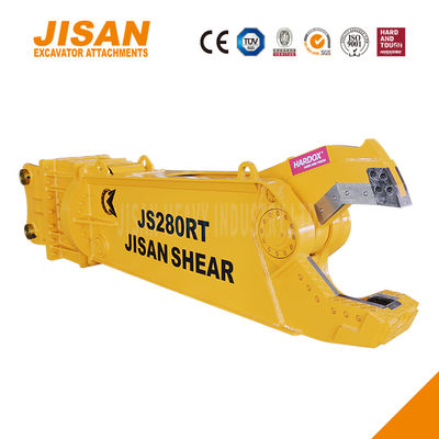 Las tijeras de metal de la excavadora giran a 360 grados y aumentan el tamaño del cilindro para obtener la máxima eficiencia