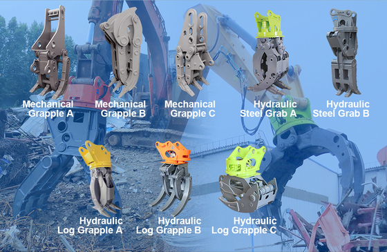 Excavador hidráulico de acero de alta resistencia Robust Structure Yellow del gancho agarrador de la roca